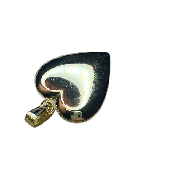 Small Vintage Heart Locket Pendant in Gold with Gold Attachment Loop 1/2” Length - Picture 3 of 4